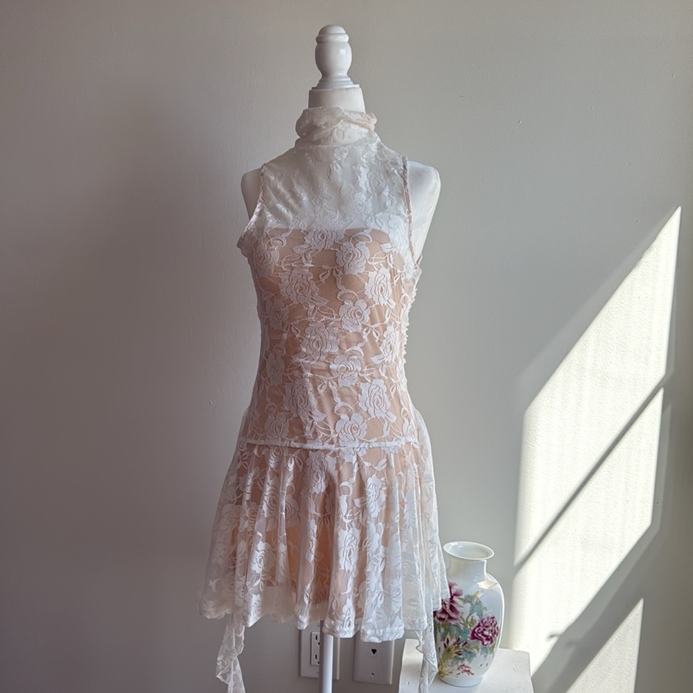 Cider Cream and White Lace mini dress